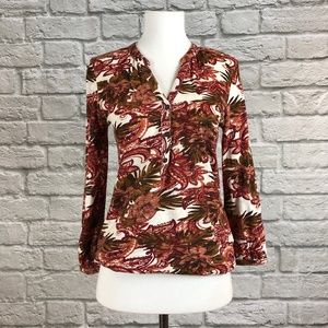 Lucky Brand Floral Paisley Elastic Hem Top